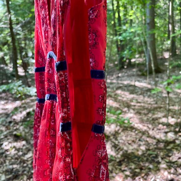 Abercrombie & Fitch Babydoll Red Floral Y2K Mini Dress Valentines Day Womens S - Picture 7 of 11